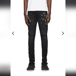 PURPLE-BRAND STYLE P001 Black Men's Resin Knee Slit Jeans NWT Sz 33